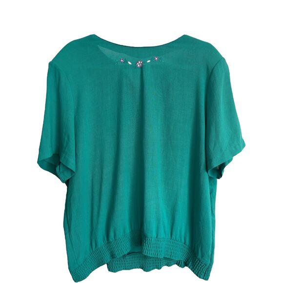 Alfred Dunner Teal Blouse – Cottagecore Floral XL - Picture 2 of 3